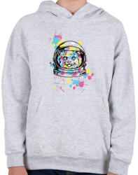 printfashion Asztronauta macska - Gyerek kapucnis pulóver - Sport szürke (1853290)