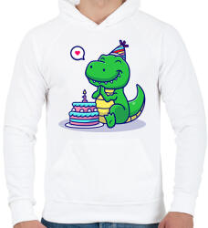 printfashion 1 éves dínó baba - Férfi kapucnis pulóver - Fehér (8641461)