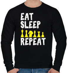 printfashion Eat, Sleep, Chess, Repeat - Férfi pulóver - Fekete (7332513)