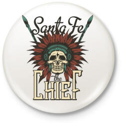 printfashion Indián koponya - Santa Fe - Kitűző, hűtőmágnes - Fehér (4957209)