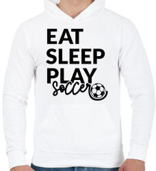 printfashion Eat Sleep Play Soccer - Férfi kapucnis pulóver - Fehér (4954189)