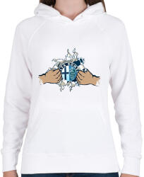 printfashion Alfa Romeo tépett minta - Női kapucnis pulóver - Fehér (2067142)