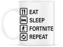 printfashion Eat Sleep Fortnite Repeat - Fekete - Bögre - Fehér (1551680)