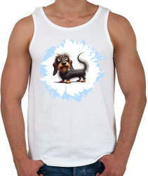 printfashion Drótszőrű tacskó - Férfi atléta - Fehér (15698120)