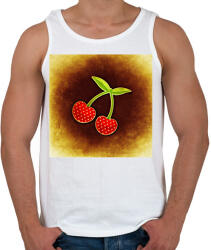 printfashion Cseresznye - Férfi atléta - Fehér (10698142)