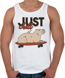 printfashion Just chill - Capybara - Férfi atléta - Fehér (12748067)