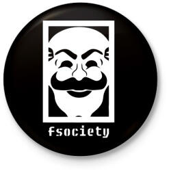 printfashion Mr. Robot - Fsociety - Kitűző, hűtőmágnes - Fekete (3099015)