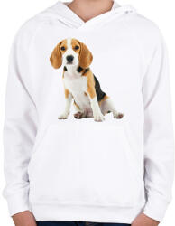 printfashion Beagle kutyás póló minta - Gyerek kapucnis pulóver - Fehér (1034446)