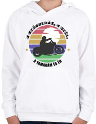 printfashion A száguldás, a szél - Yamaha - Gyerek kapucnis pulóver - Fehér (7205993)