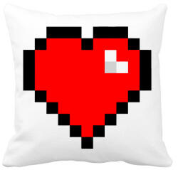printfashion 8bit szív - Párnahuzat, Díszpárnahuzat - Fehér (1171457)