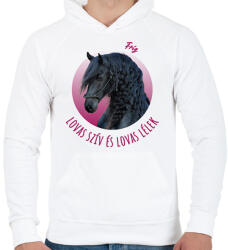 printfashion Lovas szív - Fríz - Férfi kapucnis pulóver - Fehér (7187462)
