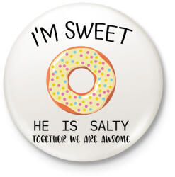 printfashion Salty and Sweet - sweet - Kitűző, hűtőmágnes - Fehér (6999826)