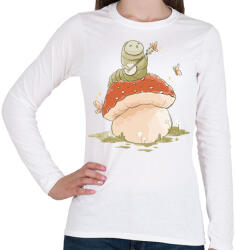 printfashion Hernyó gombán - Női hosszú ujjú póló - Fehér (11745704)