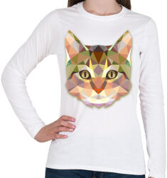 printfashion Absztrakt cica - Női hosszú ujjú póló - Fehér (1038332)