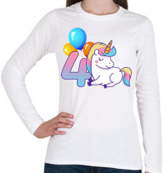 printfashion Unikornis szülinap! - Női hosszú ujjú póló - Fehér (2874180)