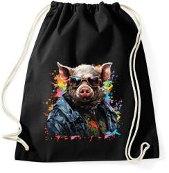 printfashion Cool pig - Sportzsák, Tornazsák - Fekete (14713500)