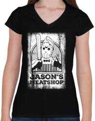 printfashion Jason húsboltja - Női V-nyakú póló - Fekete (158320)