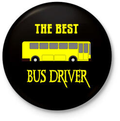printfashion THE BEST BUS DRIVER - Kitűző, hűtőmágnes - Fekete (6933467)