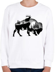 printfashion Bölény - Gyerek pulóver - Fehér (1750353)