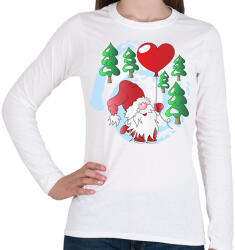 printfashion Manó Mikulás szívvel - Női hosszú ujjú póló - Fehér (11013450)