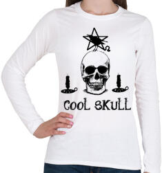 printfashion cool skull - Női hosszú ujjú póló - Fehér (1707253)