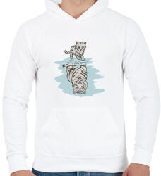 printfashion Cicából tigris - Férfi kapucnis pulóver - Fehér (4128246)