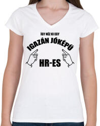 printfashion Igazán jóképű HR-es - Női V-nyakú póló - Fehér (15475749)