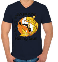 printfashion Felkelő nap - Férfi V-nyakú póló - Sötétkék (193697)