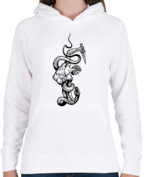 printfashion Harc a kígyóval - Női kapucnis pulóver - Fehér (15888387)