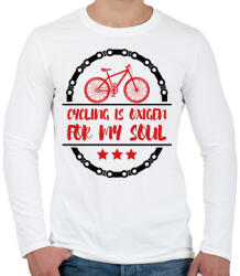 printfashion Cycling is oxigen for my soul - Férfi hosszú ujjú póló - Fehér (7433702)