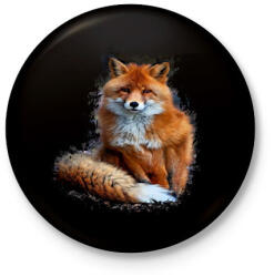 printfashion róka - Kitűző, hűtőmágnes - Fekete (13058860)