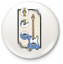 printfashion Elektromos gitár - Kitűző, hűtőmágnes - Fehér (14126062)