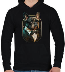 printfashion Francia Bulldog öltönyben - Férfi kapucnis pulóver - Fekete (12606249)