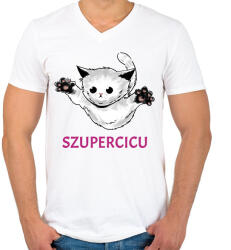 printfashion SZUPERCICU - Férfi V-nyakú póló - Fehér (11499139)