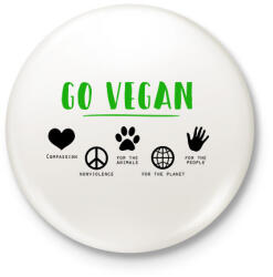 printfashion Go vegan - Kitűző, hűtőmágnes - Fehér (12697670)