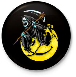 printfashion Emoji kaszás - Kitűző, hűtőmágnes - Fekete (4780370)