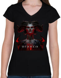 printfashion Diablo 4 game - Női V-nyakú póló - Fekete (14897790)