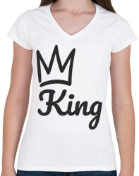 printfashion King - Páros minta - Női V-nyakú póló - Fehér (6083663)