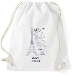 printfashion I LOVE FRANCE 1 - Sportzsák, Tornazsák - Fehér (10542255)