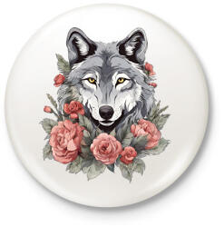 printfashion farkas virágokkal #2 - Kitűző, hűtőmágnes - Fehér (14547069)