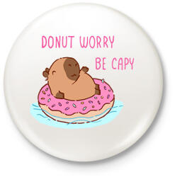 printfashion Donut worry be capy (rózsaszín) - Kitűző, hűtőmágnes - Fehér (13814647)
