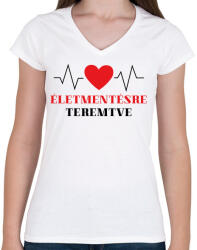 printfashion Életmentésre teremtve - Női V-nyakú póló - Fehér (7223779)