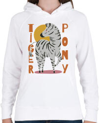 printfashion Tigris póni - zebra - Női kapucnis pulóver - Fehér (5626112)