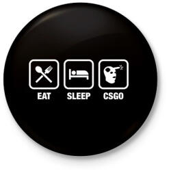 printfashion EAT SLEEP CSGO - Kitűző, hűtőmágnes - Fekete (3094932)