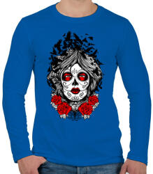 printfashion Muerte holló hölgy - Férfi hosszú ujjú póló - Királykék (3882)