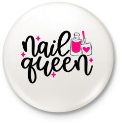 printfashion Nail Queen - Kitűző, hűtőmágnes - Fehér (10976941)