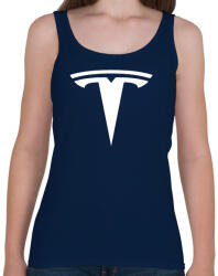 printfashion TESLA logo fehér - Női atléta - Sötétkék (5363096)
