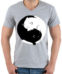 printfashion Cicus yin yang - Férfi V-nyakú póló - Sport szürke (210941)