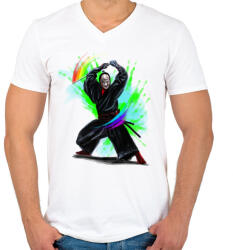 printfashion Szamuráj - Férfi V-nyakú póló - Fehér (62116)