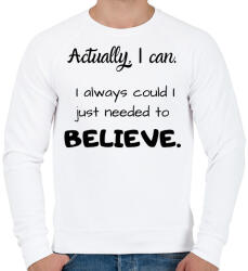 printfashion Actually I can, I always BELIEVE - Férfi pulóver - Fehér (2470363)